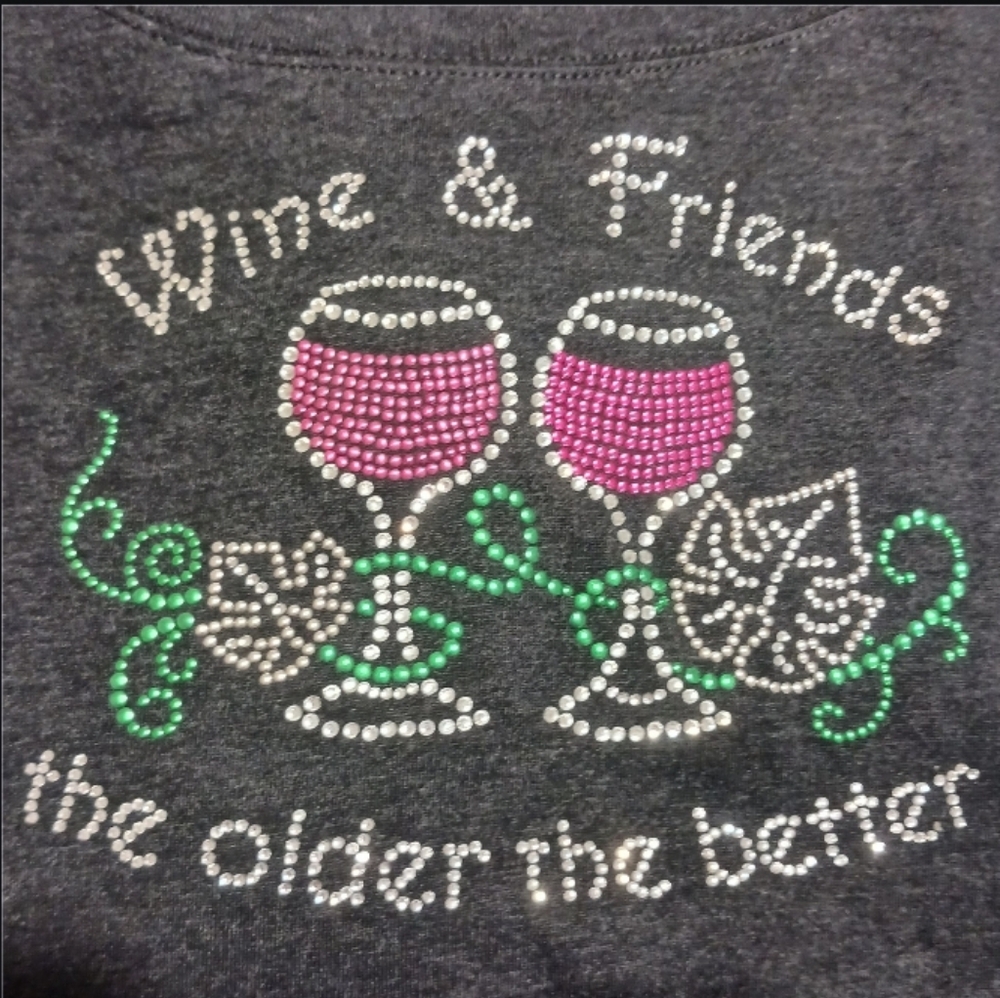 Wine & Friends The Older The Better Rhinestone Long Sleeve Knit Top - Picture 2 of 6
